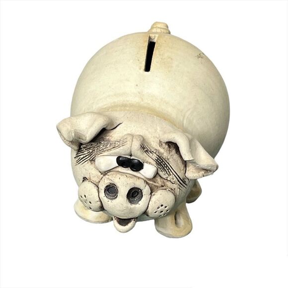 Pottery Piggy Bank Farmhouse Distressed - Picture 1 of 11
